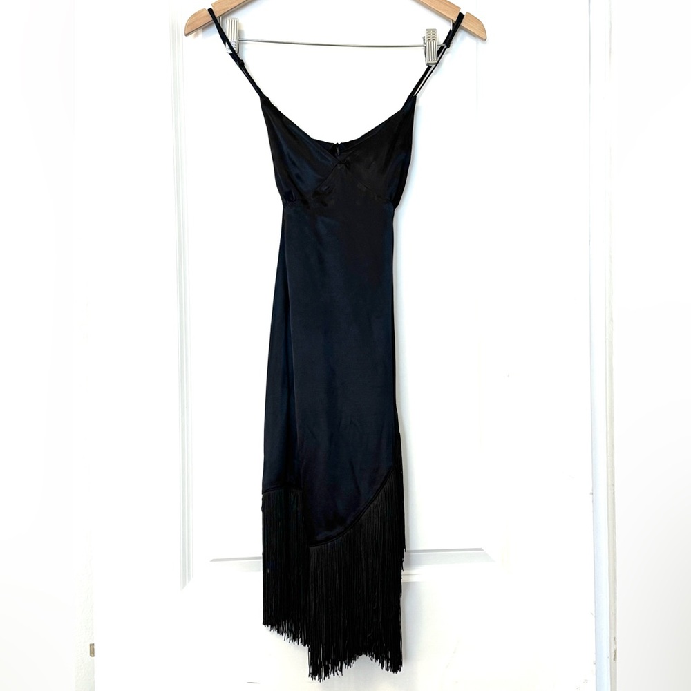 Zara Black Asymmetrical Fringe Dress